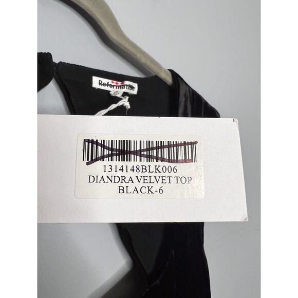 NWT Reformation Diandra Velvet Top Black Cutout Size 6 - Picture 5 of 6
